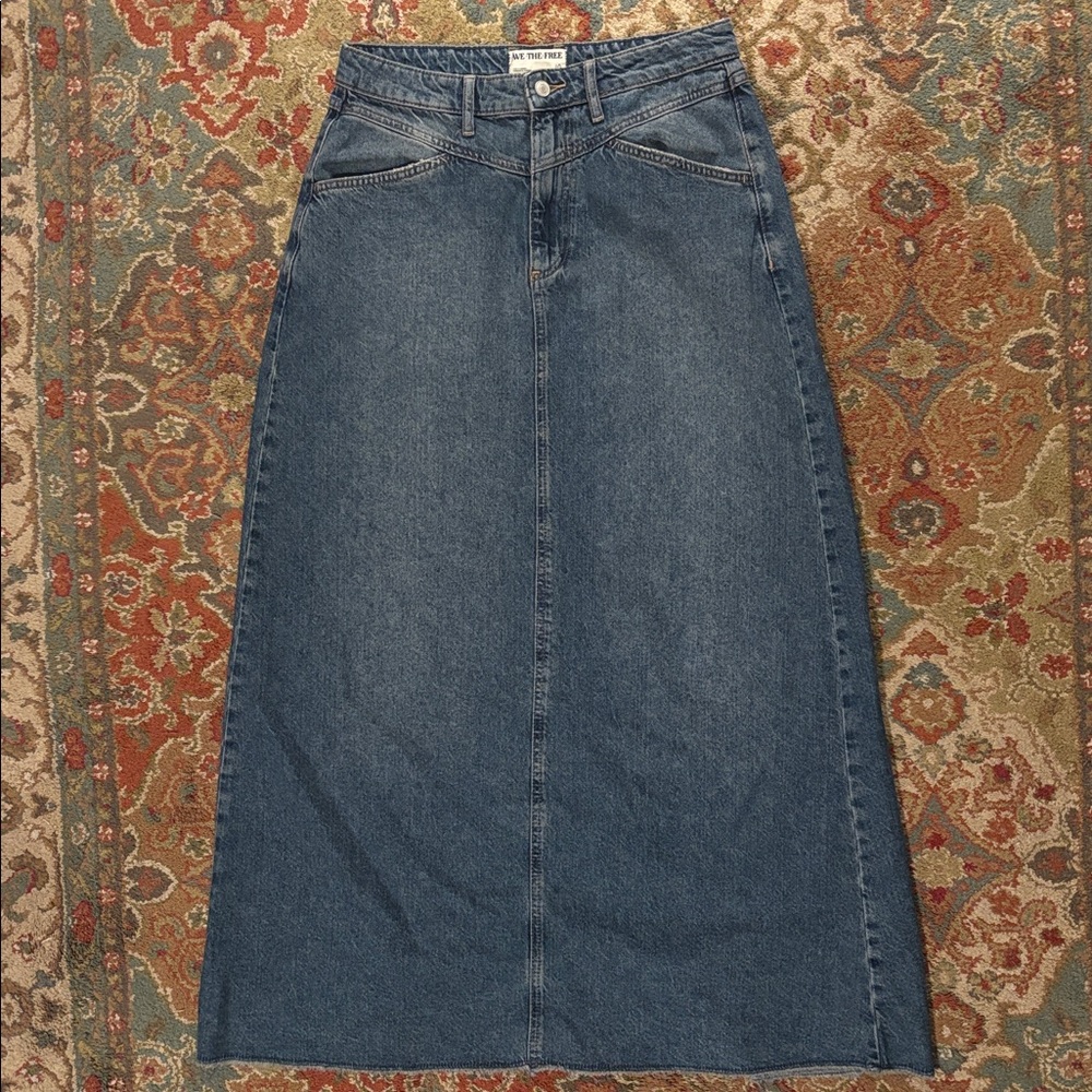 Free People Come As You Are Denim Maxi Skirt